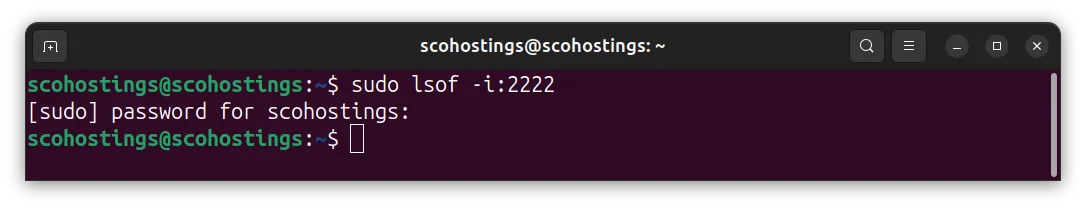 Port not used by any program linux