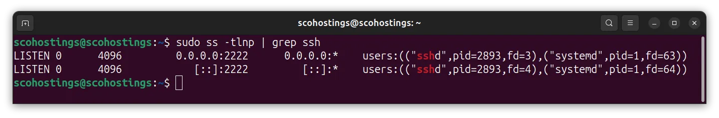 Check if SSH listen on the new port